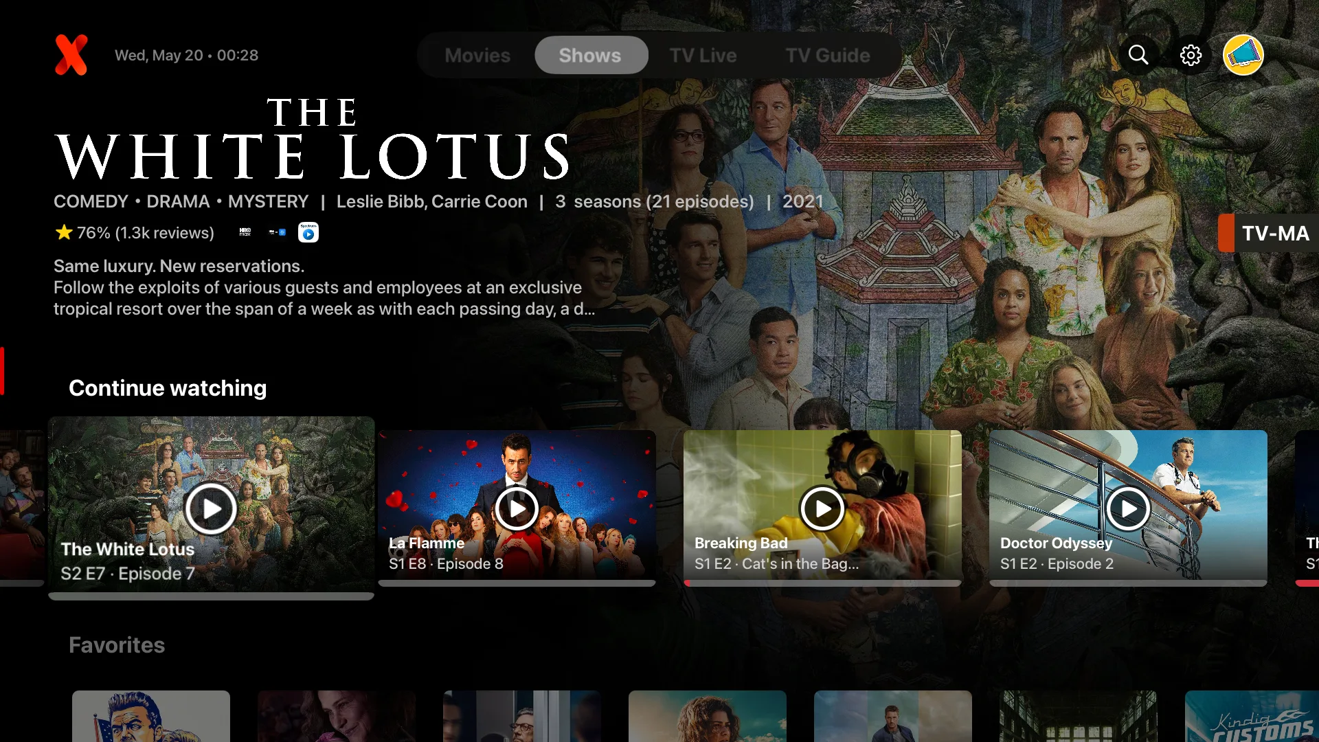 Modern Appforce premium TV interface